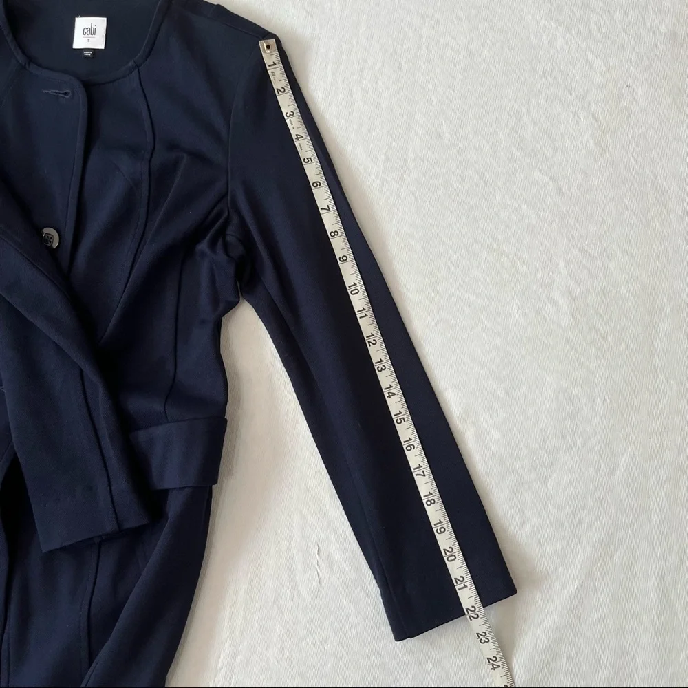 CAbi Navy Lido Ponte Knit Long Blazer Jacket 5093